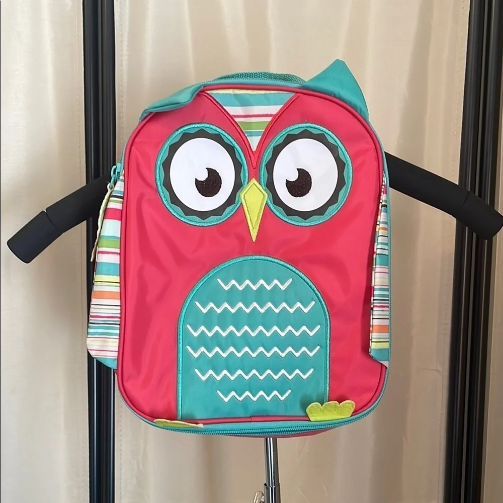 Thirty-one Pink and Green Owl Lunch Bag with Cartoon Eyes